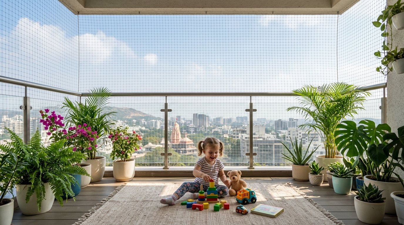 Child-safe balcony netting in Pune