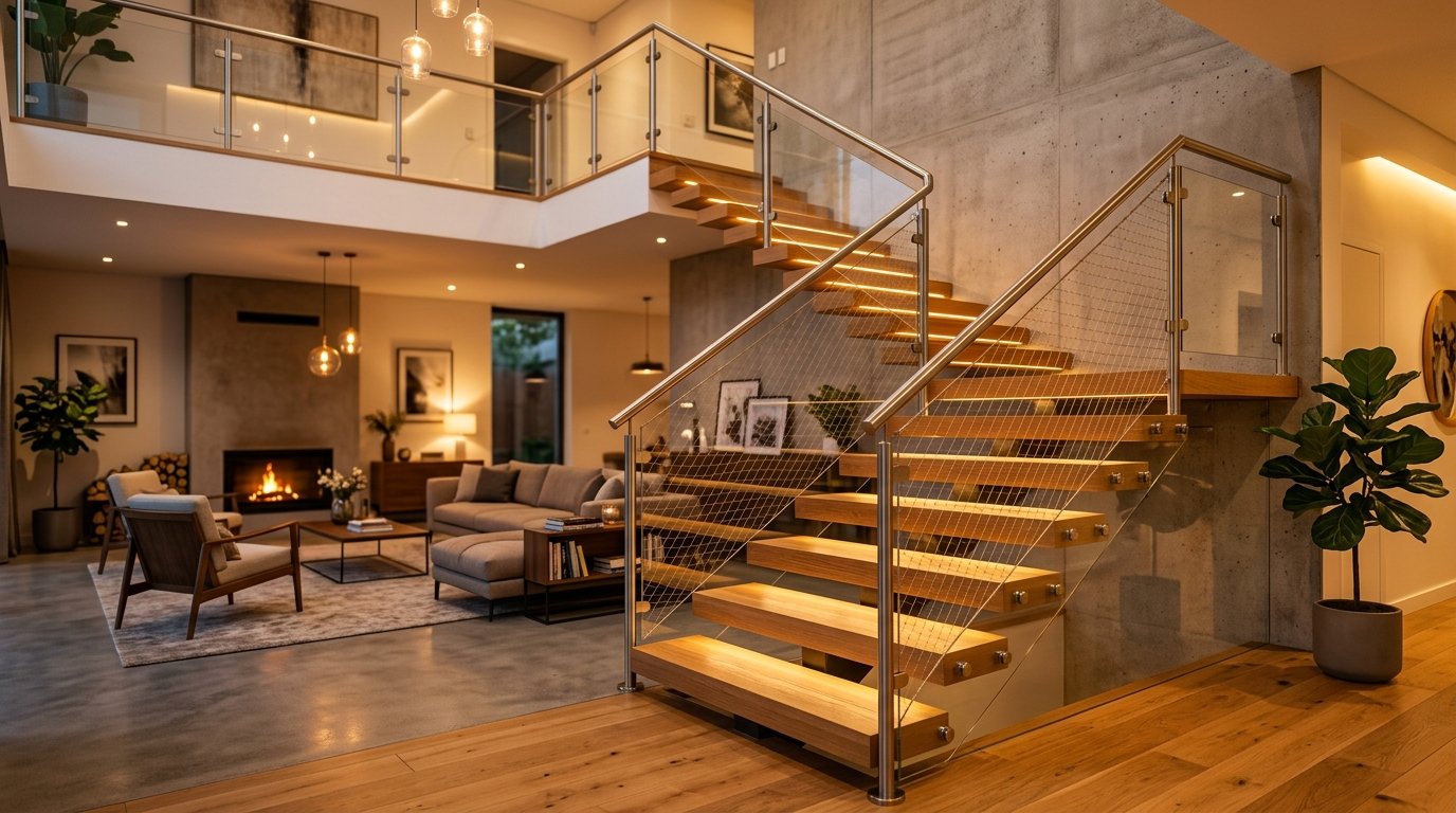 Internal duplex staircase child protection net